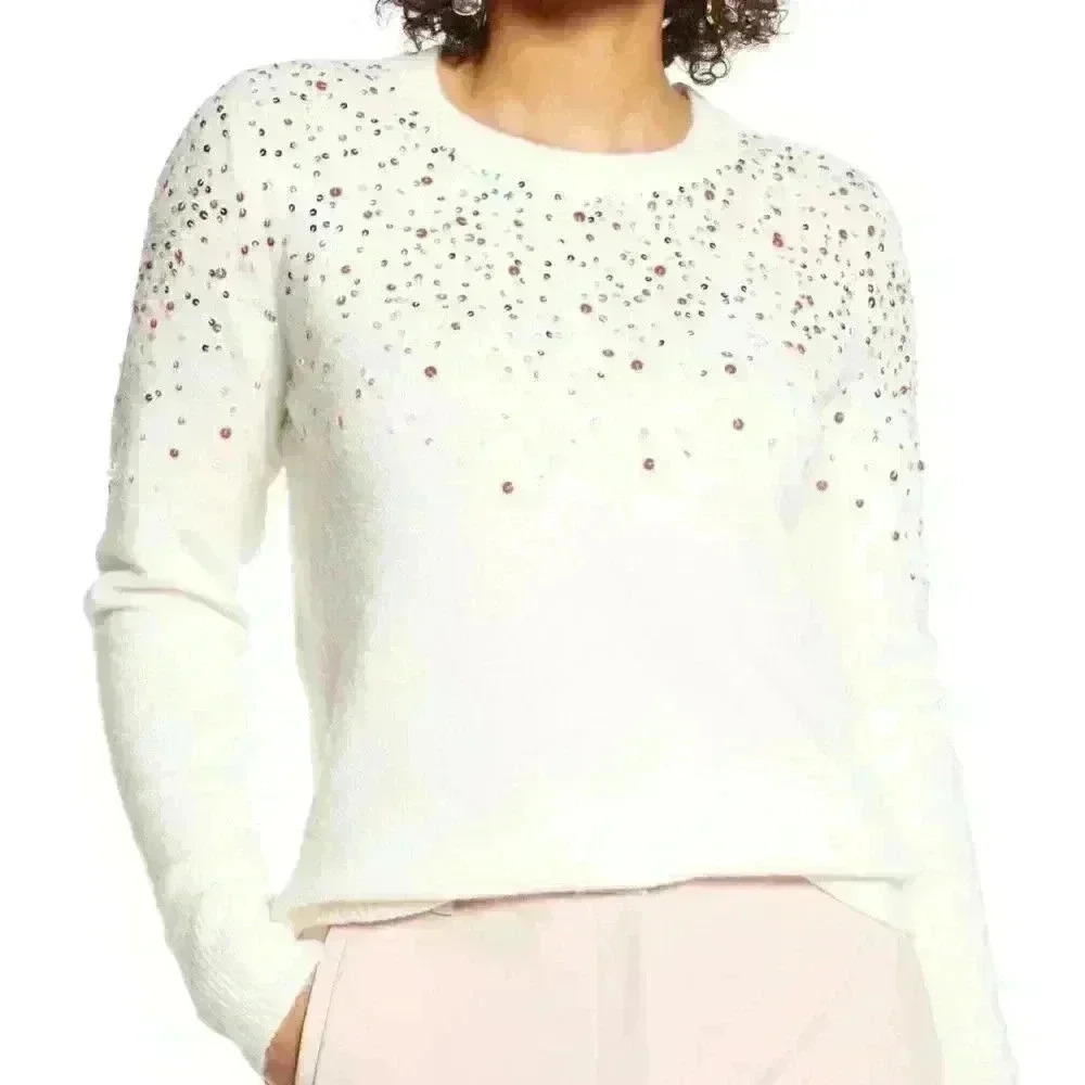 𝅺HALOGEN Multicolor Sequin Crew Neck Sweater M